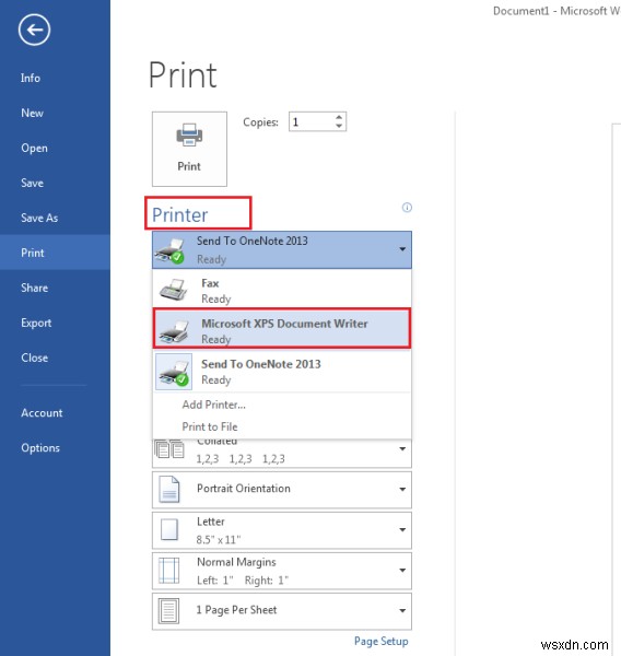 Windows PCでMicrosoft XPSドキュメントライターを使って印刷する方法
