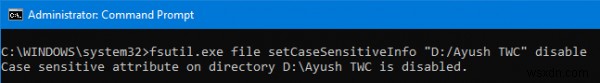 Windows 11/10でフォルダの大文字・小文字を区別する属性を有効にする方法