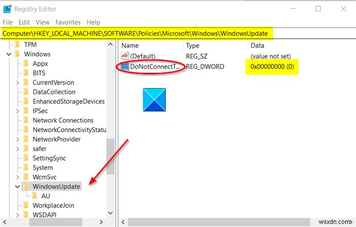 Windows 10がWindows Updateのインターネット上の場所へ接続しないようにする方法