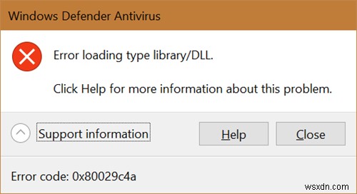 Windows Defenderエラー0x80029c4a「タイプ ライブラリ/DLLの読み込み中にエラー」の原因と解決策