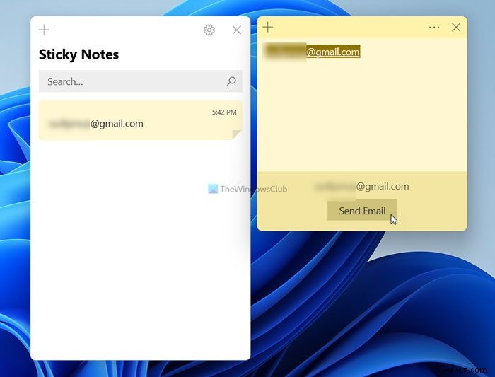 Windows 11/10の付箋(Sticky Notes)でメールを送信する方法