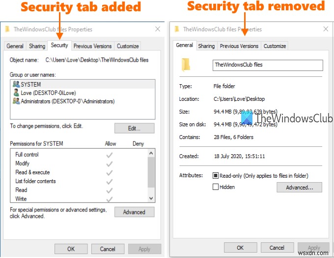 Windows 10のエクスプローラーで「セキュリティ」タブを追加・削除する2つの方法