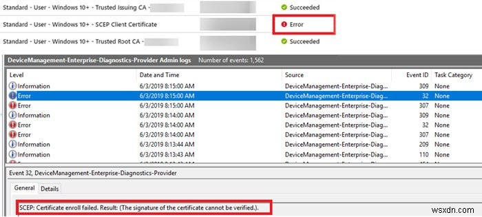 CA証明書の更新後にWindows 10デバイスへのSCEP証明書展開が失敗する原因と解決方法