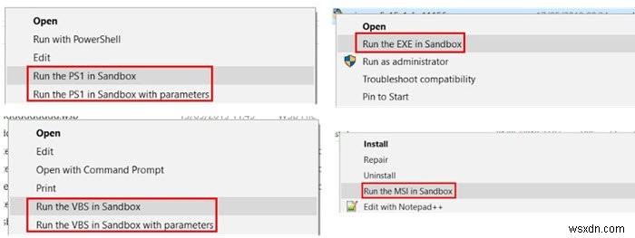 Windows 10のサンドボックスコンテキストメニューに「サンドボックスで実行」を追加する方法