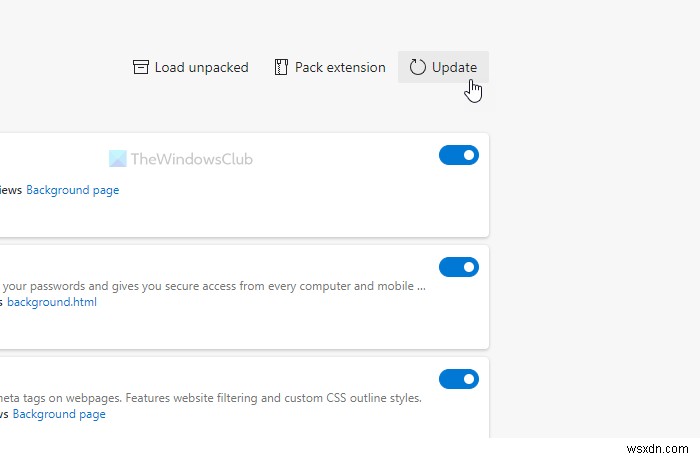 すべてのMicrosoft Edge拡張機能を一度に更新する方法
