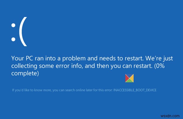 Windows 11/10で発生するINACCESSIBLE_BOOT_DEVICEエラーの原因と対処法