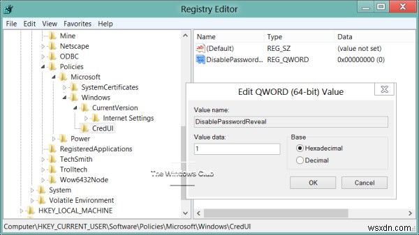 Windows 11/10でパスワード表示ボタンを有効または無効にする方法