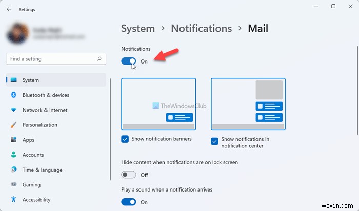 Windows 11/10のメールアプリでメール通知をオン・オフにする方法