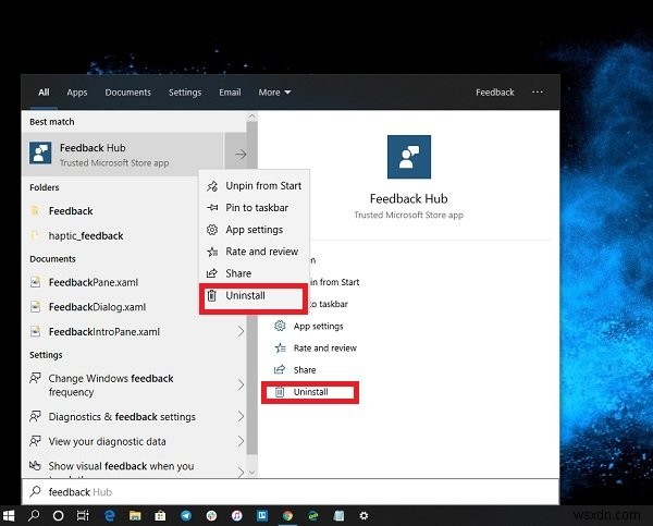 Windows 10で「フィードバックハブ」アプリをアンインストールする方法