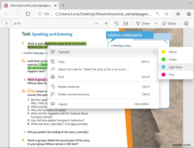 Microsoft EdgeでPDFのテキストをハイライト表示して保存する方法