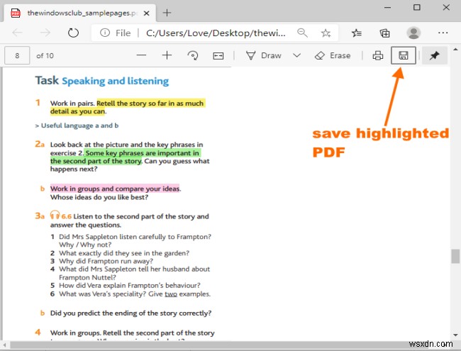 Microsoft EdgeでPDFのテキストをハイライト表示して保存する方法
