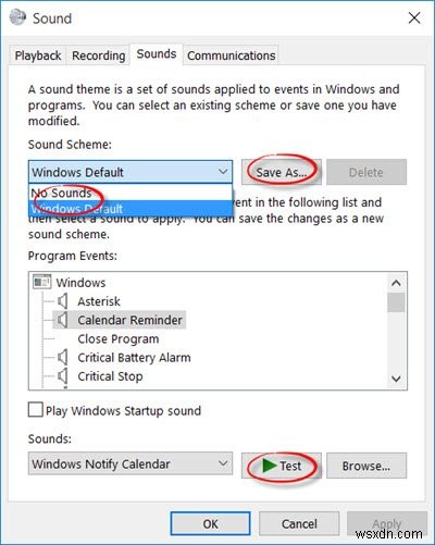 Windows 10で通知音とシステムサウンドをオフにする方法