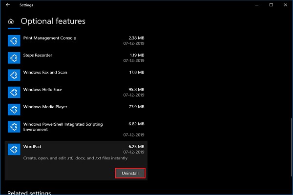 Windows 10でワードパッド(WordPad)をアンインストール・再インストールする2つの方法