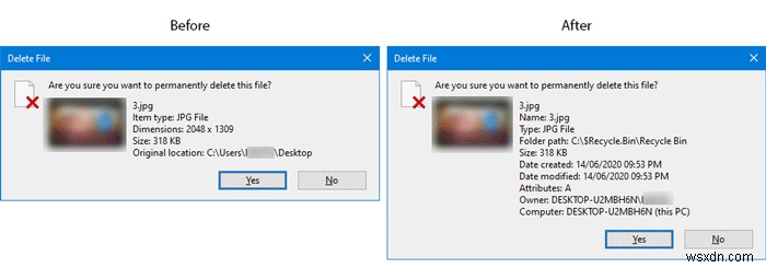 Windows 11/10で「ファイルの削除」確認ダイアログに詳細情報を表示する方法