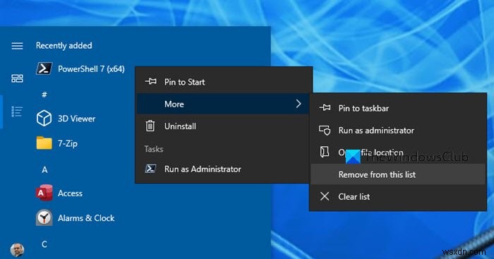 Windows 11/10のスタートメニューで「最近追加されたアプリ」を表示・非表示にする方法