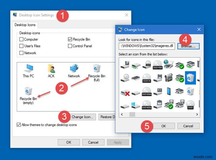 Windows 10でごみ箱アイコンを変更する方法【ダークアイコンにも対応】