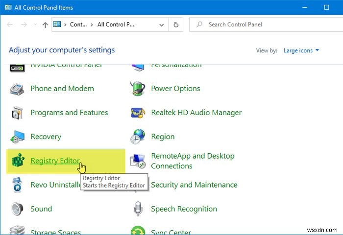 Windows 11/10のコントロールパネルにレジストリエディタを追加する方法