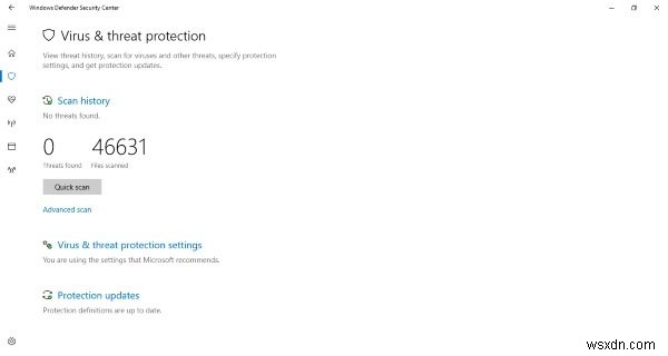 Windows Defender セキュリティセンターで隔離されたファイルと除外設定を管理する方法