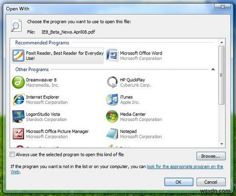 Windows 11/10の「プログラムから開く」メニューから不要なプログラムを削除する方法