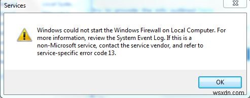 「WindowsはローカルコンピューターでWindowsファイアウォールを開始できませんでした」エラーの解決方法
