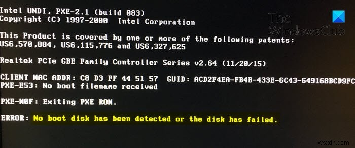「ブートディスクが検出されないか、ディスクに障害が発生しています」エラーの対処法【Windows 11/10】