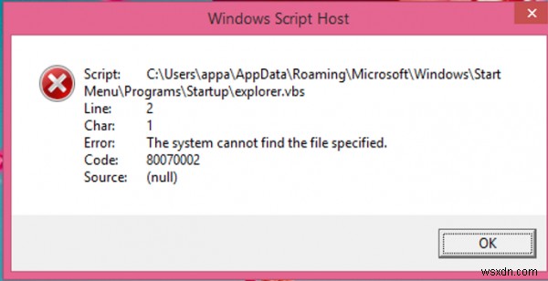 Windows 11/10起動時のWindows Script Hostエラーを修正する方法