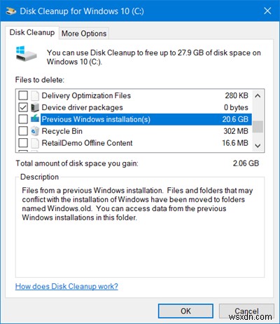 Windows 10アップグレード後に以前のWindowsを削除してディスク容量を解放する方法