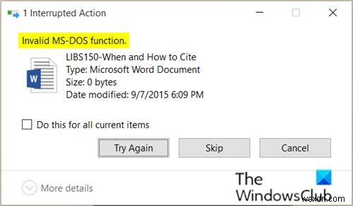 Windows 11/10で「無効なMS-DOS関数」エラーを修正する5つの方法