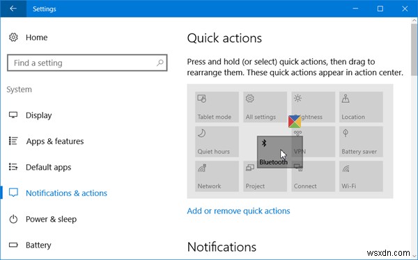Windows 10でクイックアクションボタンを追加・削除・並べ替える方法