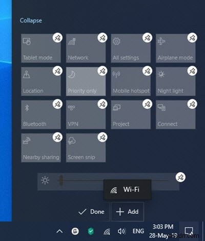 Windows 10でクイックアクションボタンを追加・削除・並べ替える方法