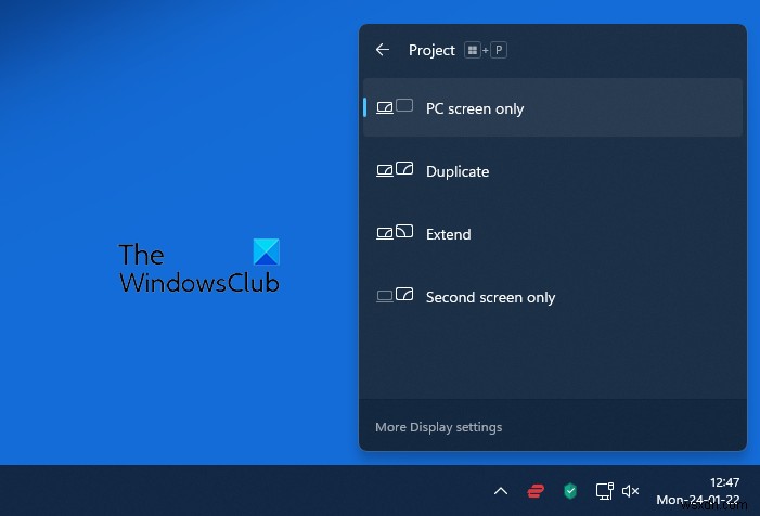 Windows 11/10でノートパソコンの画面を外部モニター・プロジェクターに投影する方法