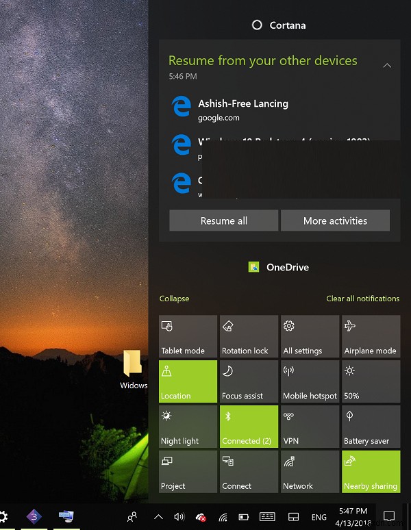Windows 10でアクションセンターをサイドバーとして固定し、常に開いたままにする方法