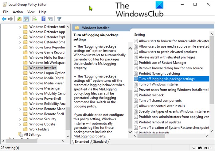 Windows 10でWindowsインストーラーのログを有効にする方法
