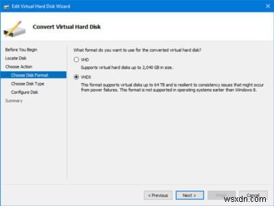 Hyper-VマネージャーでVHDをVHDXに変換する方法【Windows 10対応】