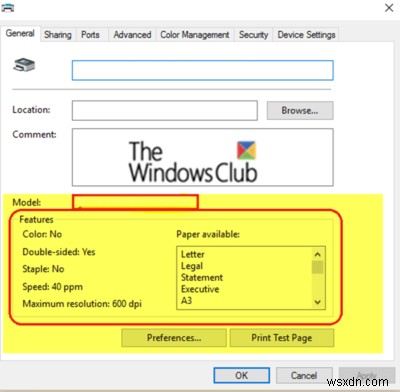 Windows 10でプリンターのプロパティに「機能」セクションが表示されないときの対処法