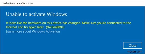 エラーコード0xc0ea000aを解決!ハードウェア変更後にWindows 10を再アクティブ化する方法