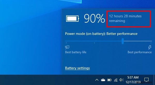 Windows 10でバッテリーの推定残り時間を表示する方法【レジストリ編集】