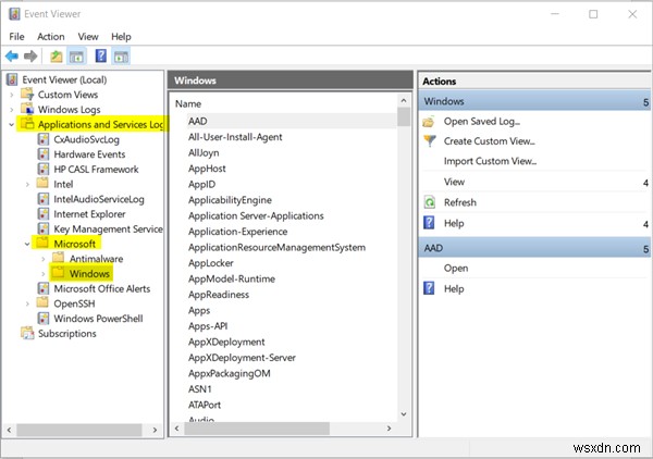 Windows 10のイベントビューアで印刷ログを有効にする方法