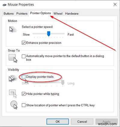 Windows 10でマウスポインタの軌跡(トレイル)を有効にする2つの方法