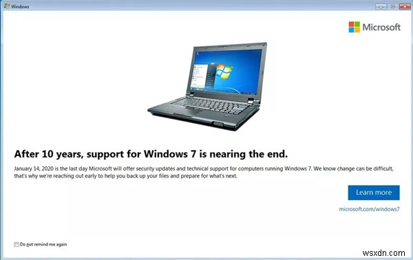 Windows 7のサポート終了通知を無効化・停止する方法