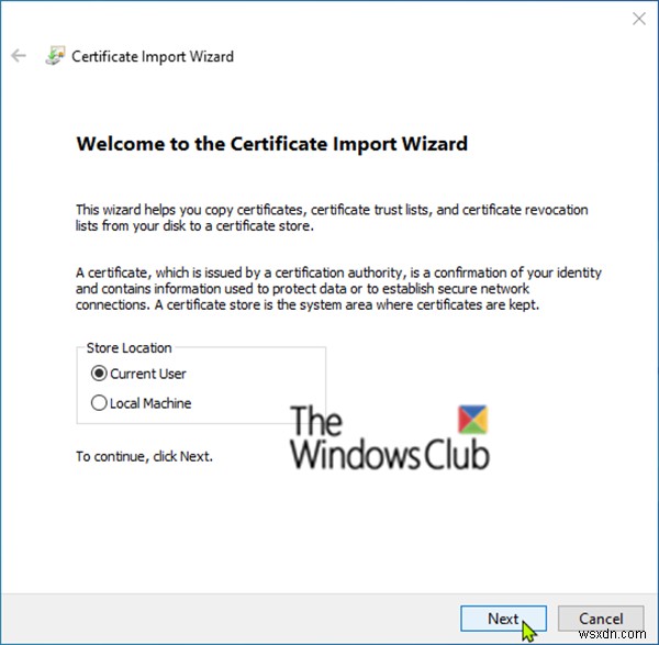 Windows 10でEFSファイル暗号化証明書とキー(PFXファイル)をインポートして復元する方法