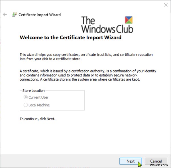 Windows 10でEFSファイル暗号化証明書とキー(PFXファイル)をインポートして復元する方法