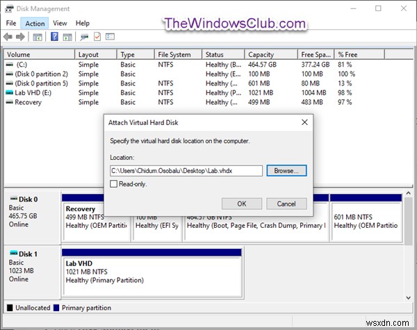 Windows 10でVHD・VHDXファイル(仮想ハードディスク)をマウント/アンマウントする方法まとめ