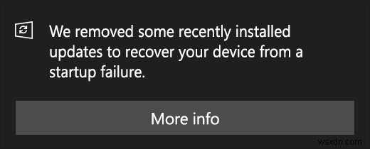 「起動の失敗からデバイスを復旧するため、最近インストールされた更新プログラムの一部を削除しました」と表示されたときの対処法
