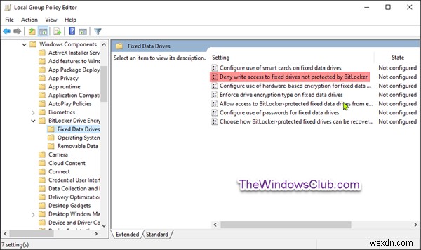 Windows 10でBitLocker未保護の固定ドライブへの書き込みアクセスを拒否する方法