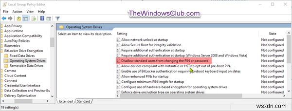 標準ユーザーがWindows 10でBitLockerのPIN・パスワードを変更できないようにする方法