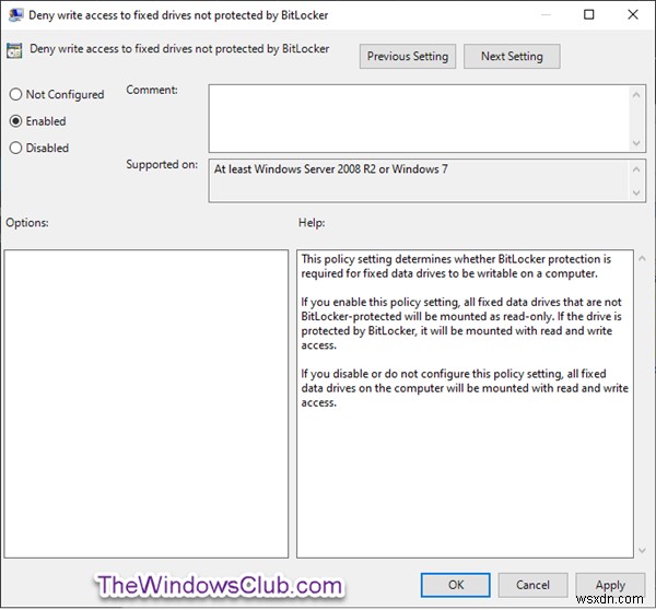Windows 10でBitLocker非保護の固定データドライブへの書き込みアクセスを許可・拒否する方法