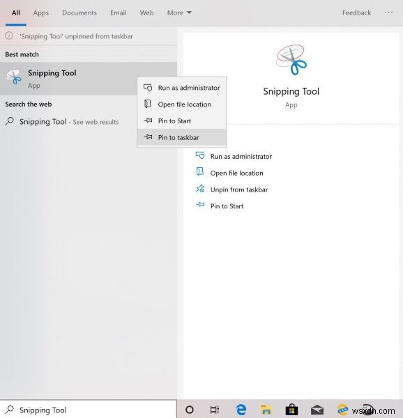Windows 10のタスクバーにSnipping Tool（切り取りツール）を追加する方法