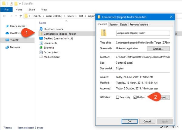 Windows 10の「送る」メニューに「圧縮(zip形式)フォルダー」が表示されないときの対処法