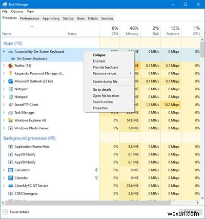 Windows 10でオンスクリーンキーボードが透明または真っ白になる問題の対処法